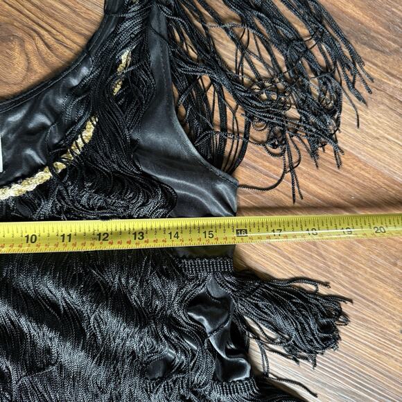 Charades VTG Black Fringe Flapper Dress S Halloween Costume Cosplay 20s Gatsby - Picture 9 of 10